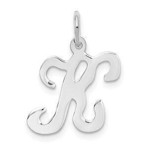 14k White Gold, Sophia Collection, Small Script Initial K Pendant